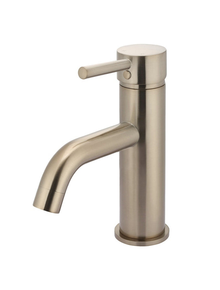 Round Basin Mixer Curved in Champagne | Meir #Colour_Champagne