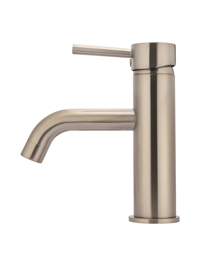 Round Basin Mixer Curved in Champagne | Meir #Colour_Champagne