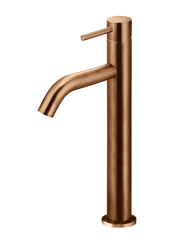 Piccola Tall Basin Mixer Tap with 130mm Spout in Lustre Bronze | Meir #Colour_Lustre Bronze