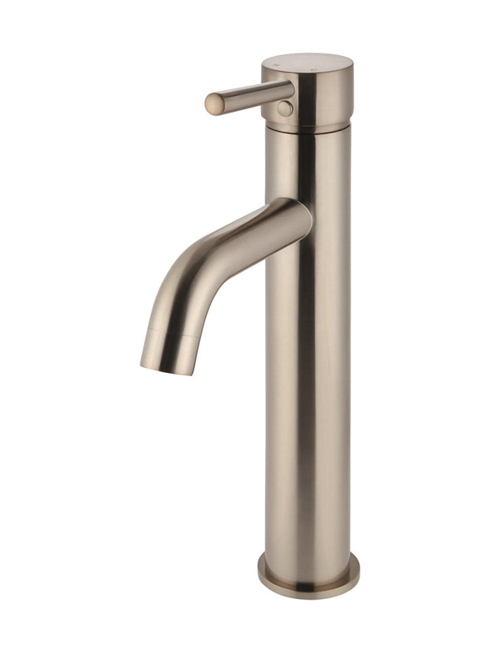 Round Tall Basin Mixer Curved in Champagne | Meir #Colour_Champagne