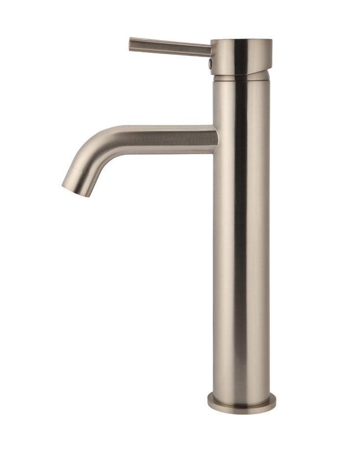 Round Tall Basin Mixer Curved in Champagne | Meir #Colour_Champagne