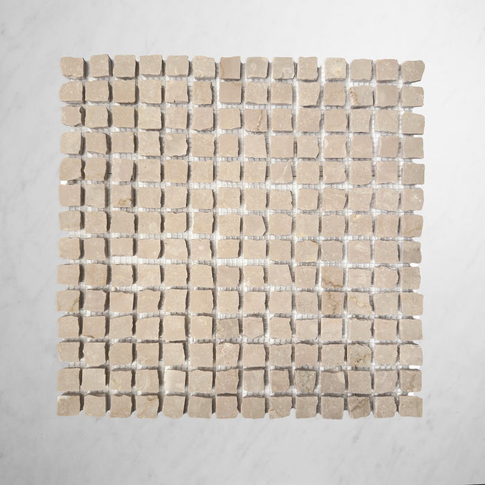 Botticino Split Edge Marble Mosaic | Tumbled & Honed Natural Stone