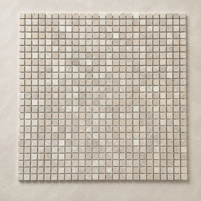 Mini Square Marble Mosaic Collection 305x305 mm in Botticino Tumbled