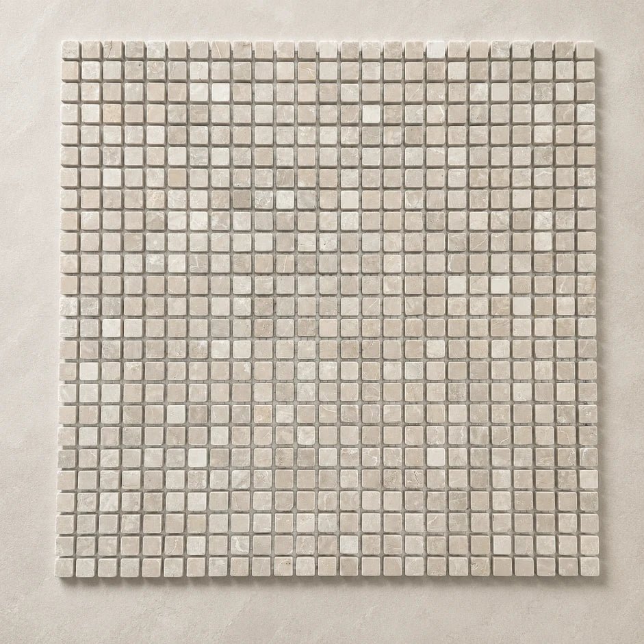 Mini Square Marble Mosaic Collection 305x305 mm in Botticino Tumbled