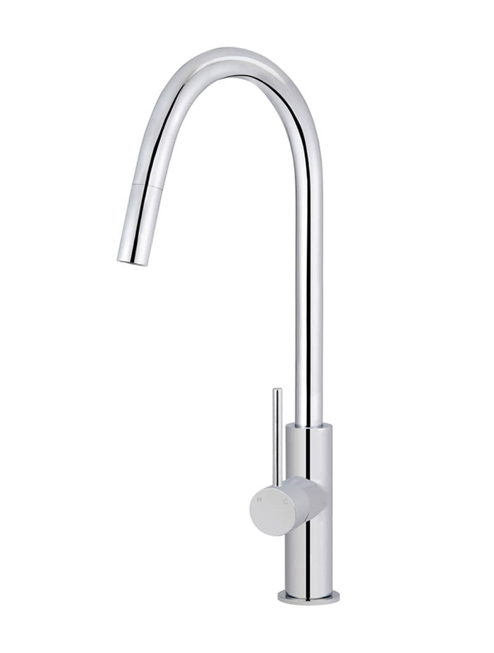 Round Piccola Pull Out Kitchen Mixer Tap in Polished Chrome | Meir #Colour_Polished Chrome