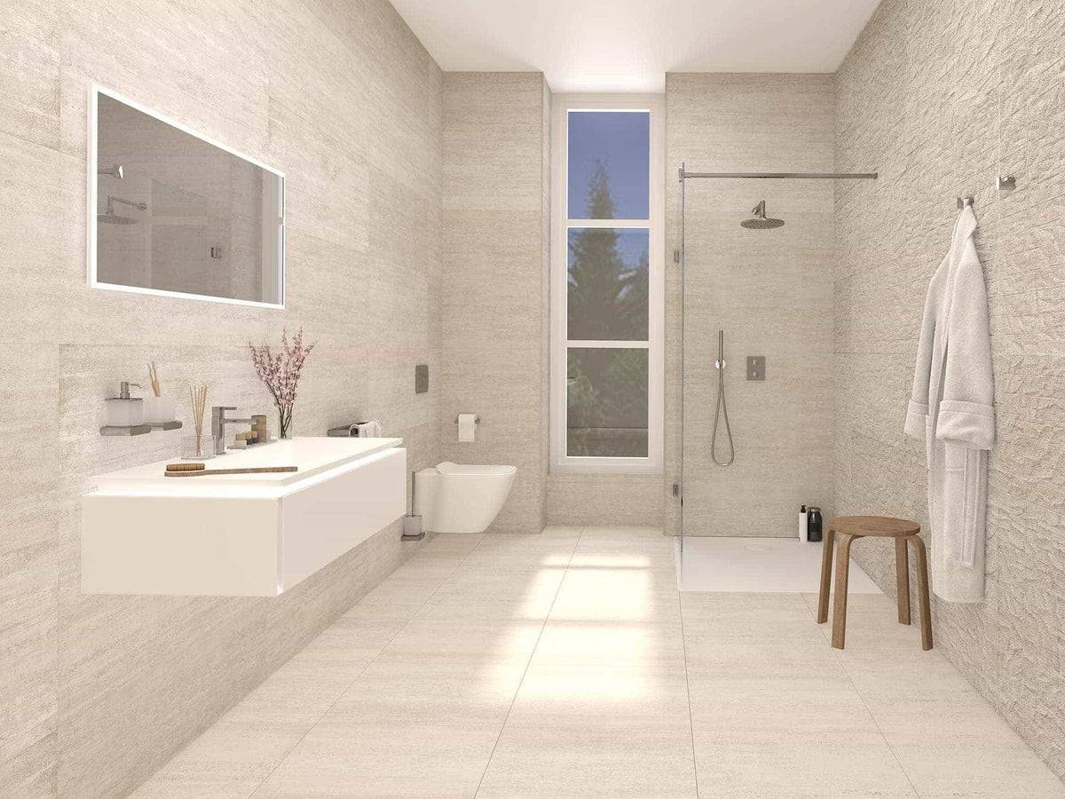 Porcelanosa Nantes Mosaico Caliza Stone Effect Mosaic Wall Tile 596 × 1500 mm – 3D / Texture finish
