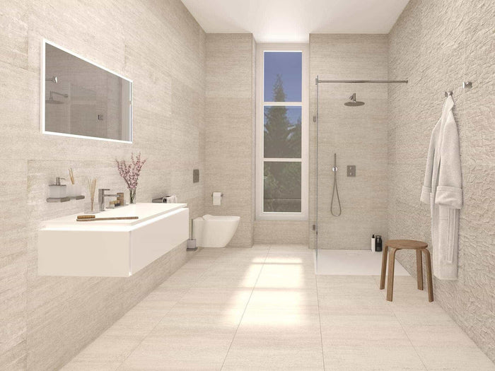 Porcelanosa Nantes Mosaico Caliza Stone Effect Mosaic Wall Tile 596 × 1500 mm – 3D / Texture finish