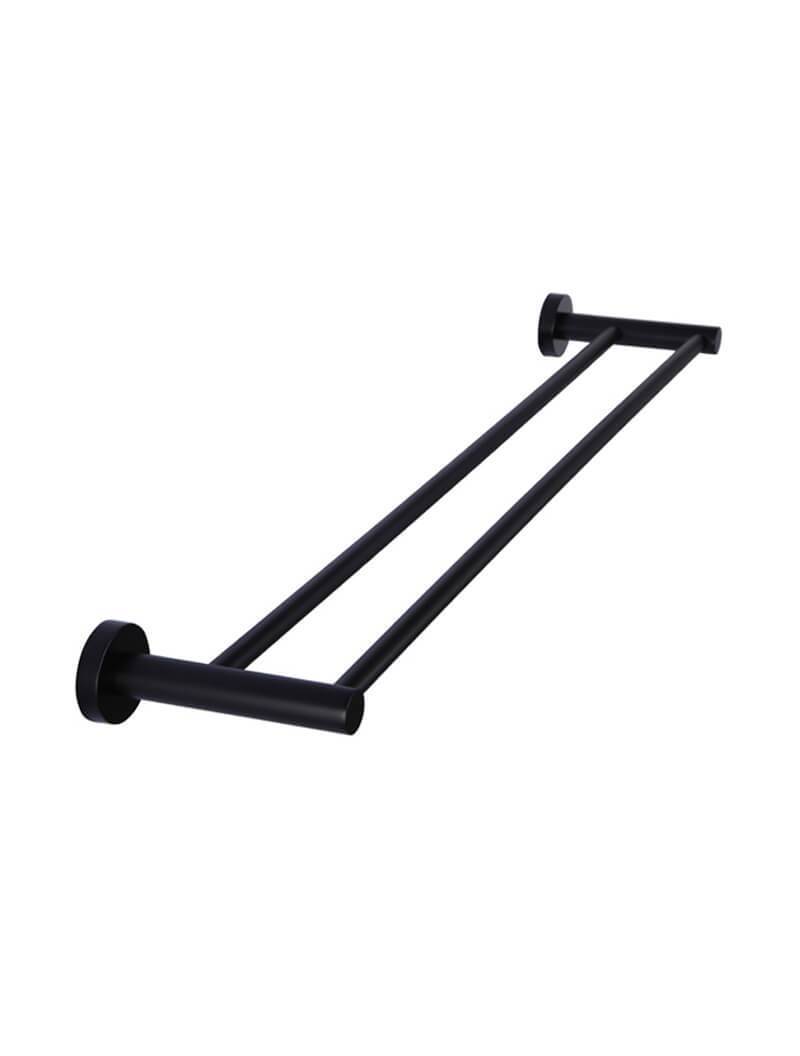 Matte Black - Round Double Towel Rail 600mm