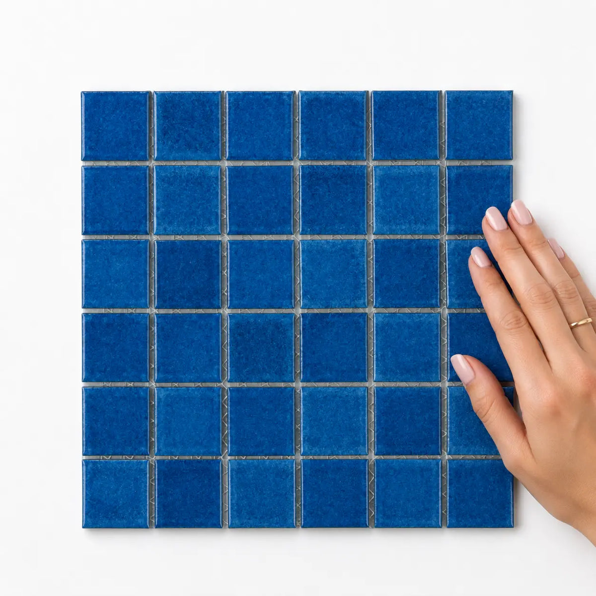 Gloss Square Pool Mosaic Tile 47x47 in Royal