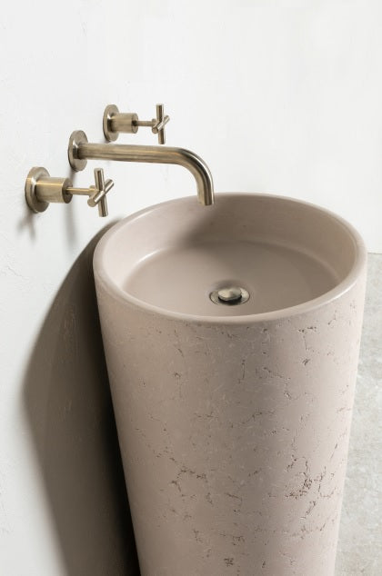 Round Cross Handle Jumper Valve Wall Top Assemblies in Brushed Nickel | Meir