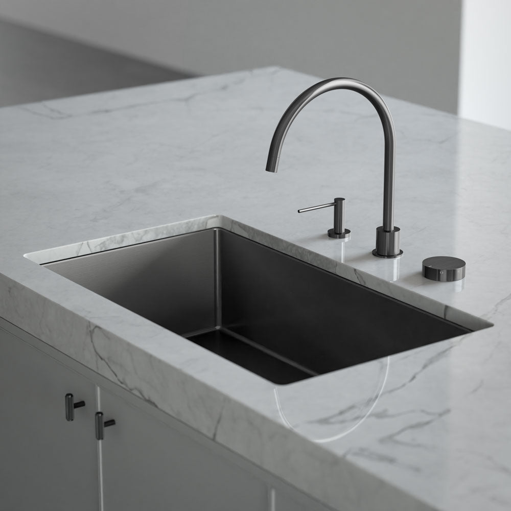 Progressive mixer - in-wall body and Trim set in Shadow | Meir