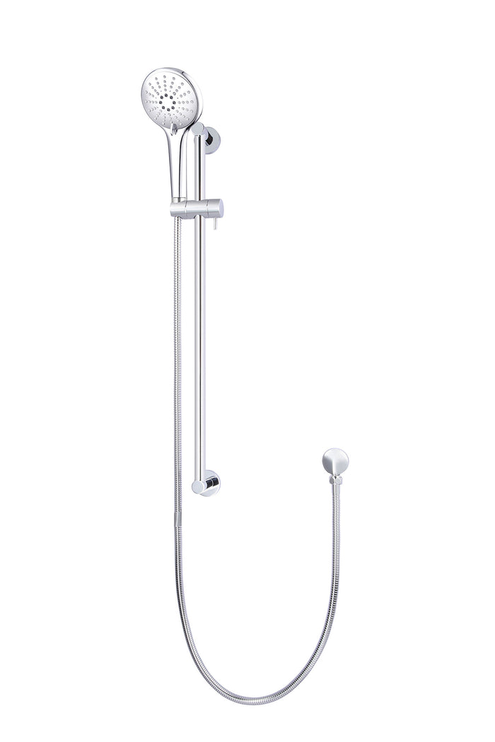 Round Three Function Hand Shower on Rail Column in Polished Chrome | Meir #Colour_Polished Chrome