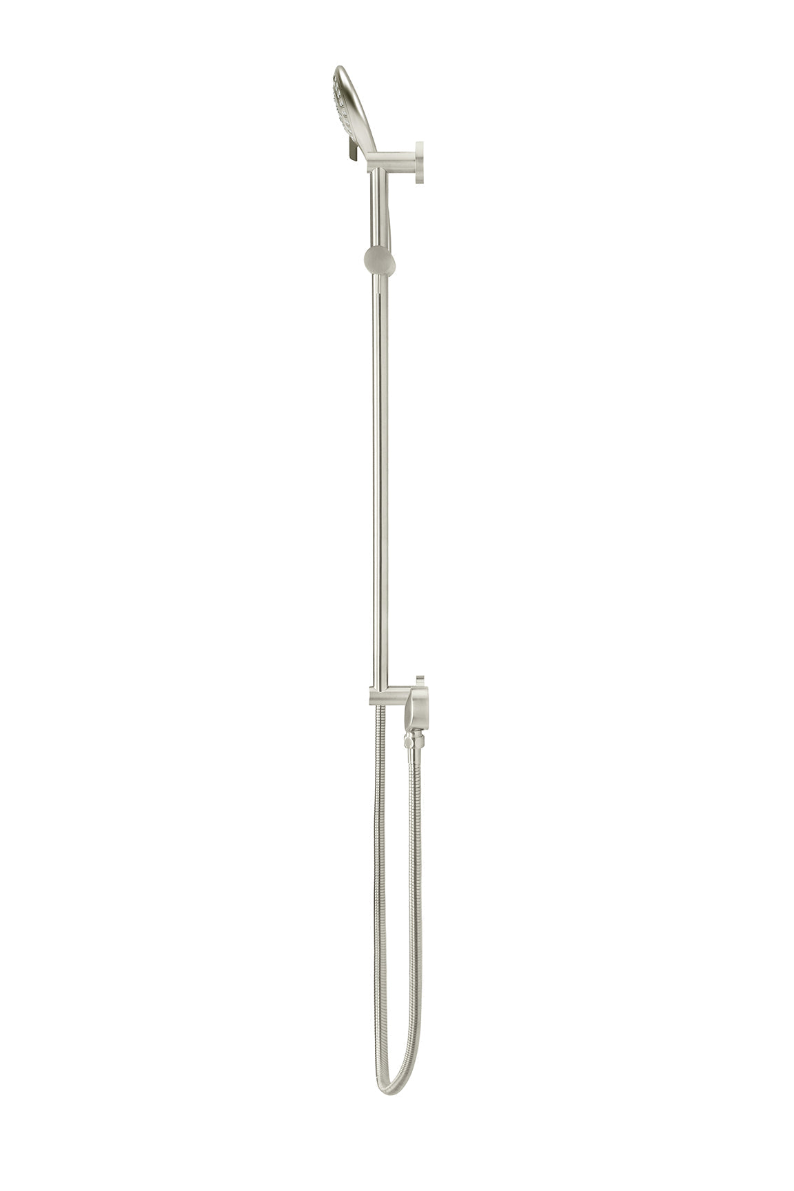 Round Three Function Hand Shower on Rail Column in Brushed Nickel | Meir
