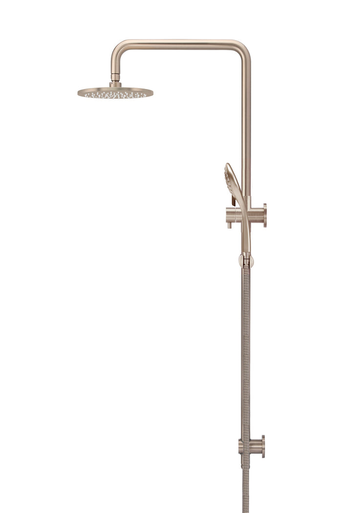 Round Combination Shower Rail 200mm Rose, Three Function Hand Shower in Champagne | Meir #Colour_Champagne