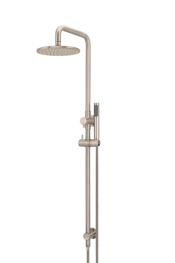 Round Combination Shower Rail, 200mm Rose, Single Function Hand Shower in Champagne | Meir #Colour_Champagne