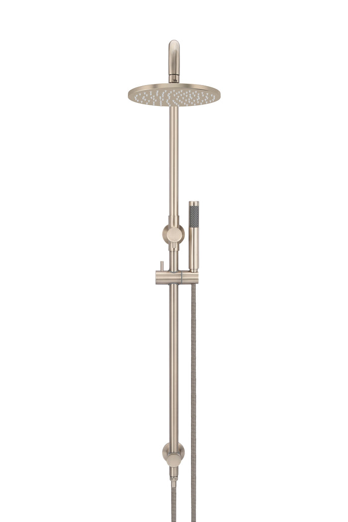 Round Combination Shower Rail, 200mm Rose, Single Function Hand Shower in Champagne | Meir #Colour_Champagne