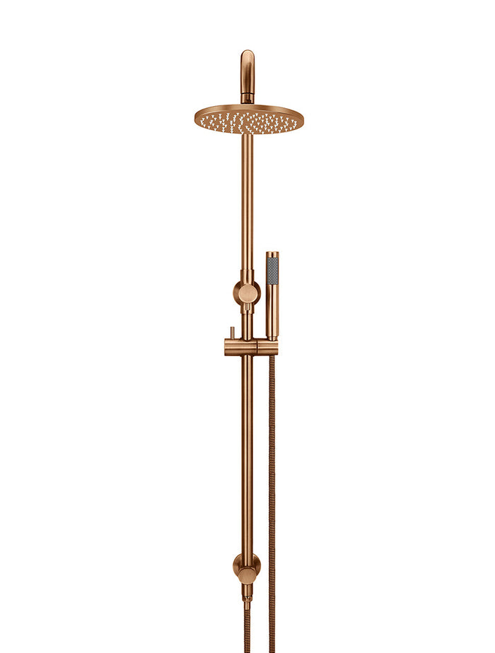 Round Combination Shower Rail, 200mm Rose, Single Function Hand Shower in Lustre Bronze | Meir #Colour_Lustre Bronze