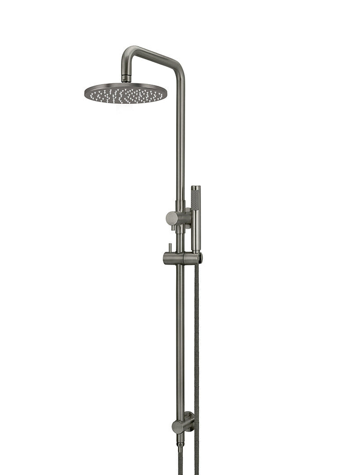 Round Combination Shower Rail, 200mm Rose, Single Function Hand Shower in Shadow | Meir #Colour_Shadow