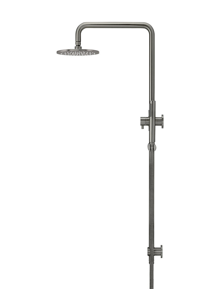 Round Combination Shower Rail, 200mm Rose, Single Function Hand Shower in Shadow | Meir #Colour_Shadow