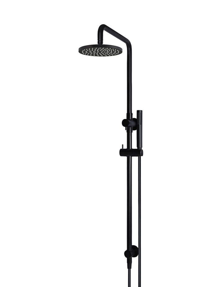 Round Combination Shower Rail, 200mm Rose, Single Function Hand Shower in Matte Black | Meir #Colour_Matte Black