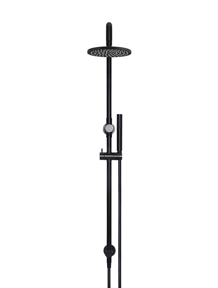Round Combination Shower Rail, 200mm Rose, Single Function Hand Shower in Matte Black | Meir #Colour_Matte Black