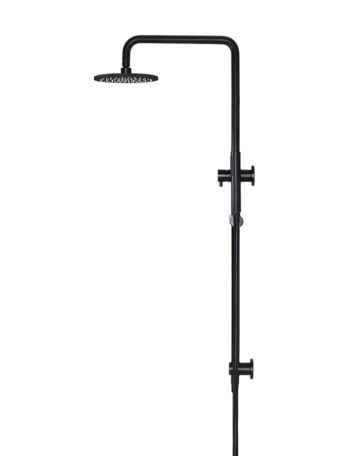 Round Combination Shower Rail, 200mm Rose, Single Function Hand Shower in Matte Black | Meir #Colour_Matte Black