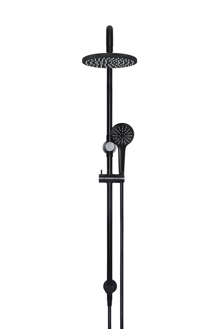 Round Combination Shower Rail 200mm Rose, Three Function Hand Shower in Matte Black | Meir #Colour_Matte Black