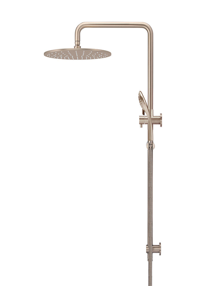 Round Combination Shower Rail 300mm Rose, Three Function Hand Shower in Champagne | Meir #Colour_Champagne