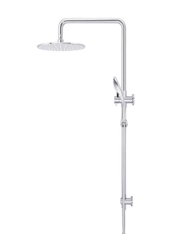 Round Combination Shower Rail 300mm Rose, Three Function Hand Shower in Polished Chrome | Meir #Colour_Polished Chrome
