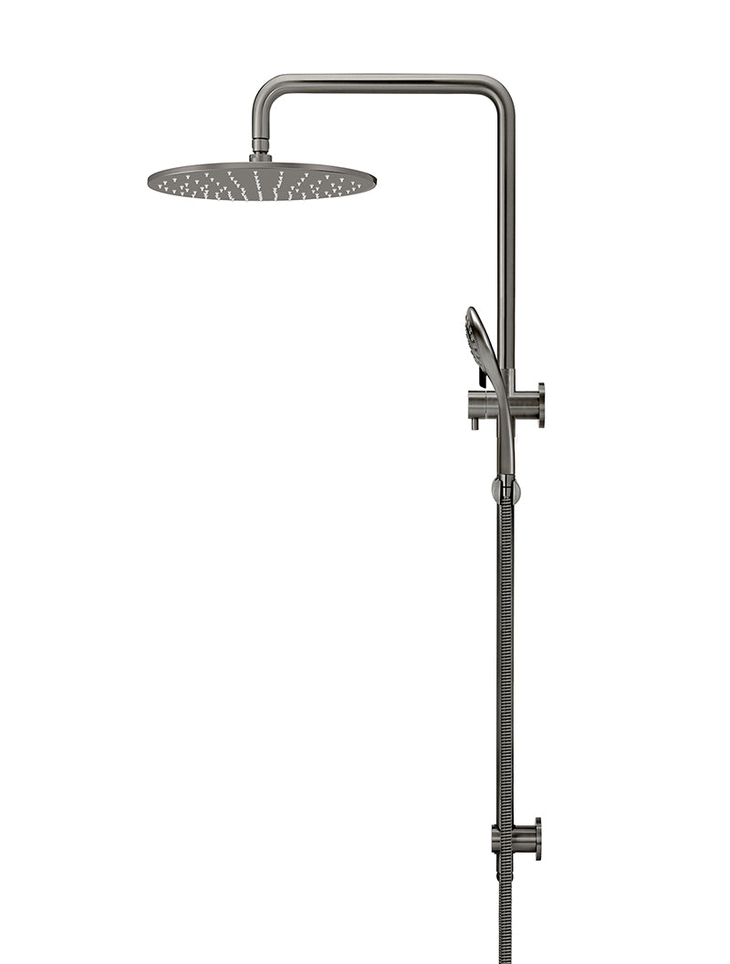 Round Combination Shower Rail 300mm Rose, Three Function Hand Shower in Shadow | Meir