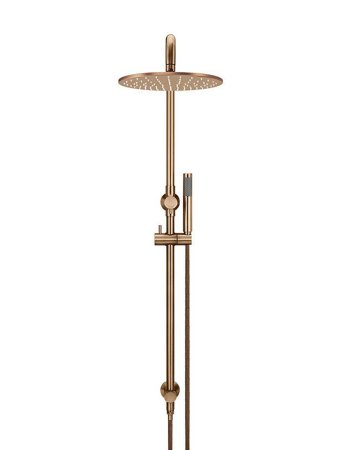 Round Combination Shower Rail, 300mm Rose, Single Function Hand Shower in Lustre Bronze | Meir #Colour_Lustre Bronze