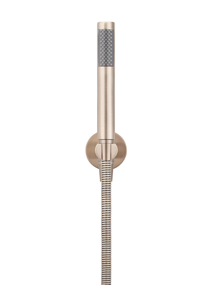 Round Hand Shower on Fixed Bracket in Champagne | Meir #Colour_Champagne