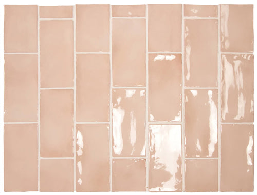 Manacor Series Spanish Handmade Wall Tile in Pink, Gloss finish