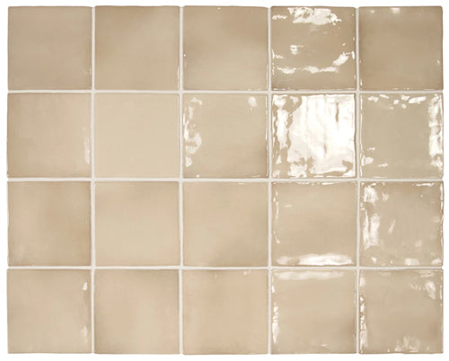 Manacor Series Spanish Handmade Wall Tile in Beige, Gloss finish
