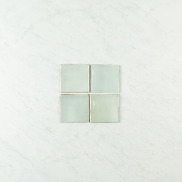 Manacor Series Spanish Handmade Wall Tile in Mint ( Sage Green ), Basil, Moon, Beige, Pink & White, Gloss finish
