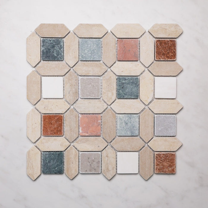 Safi Square Marble Mosaic 266x266 mm – Tumbled finish
