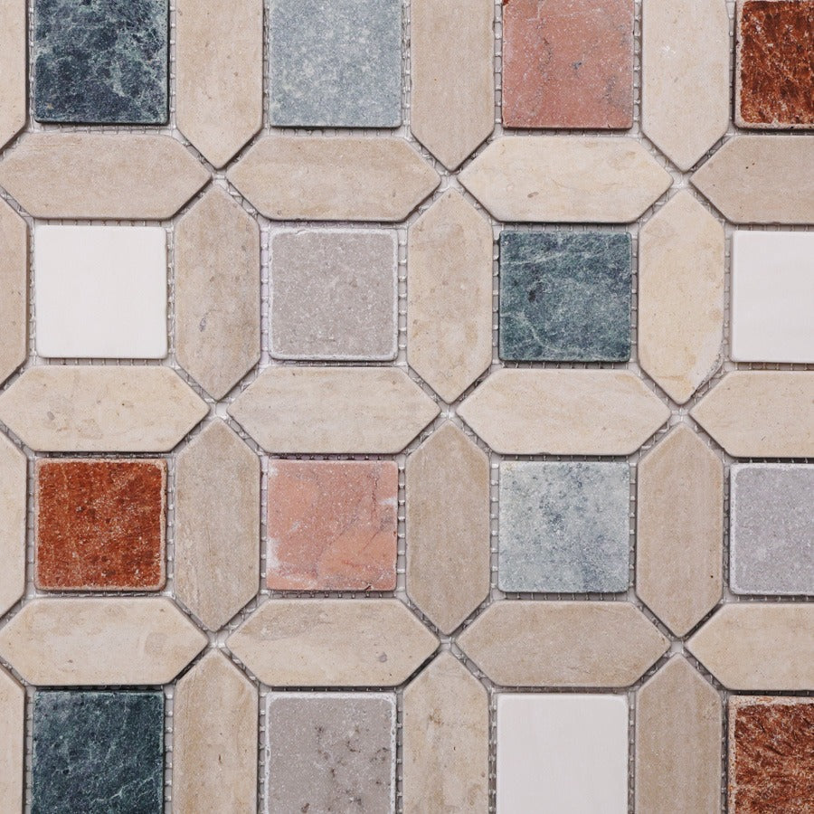 Safi Square Marble Mosaic 266x266 mm – Tumbled finish
