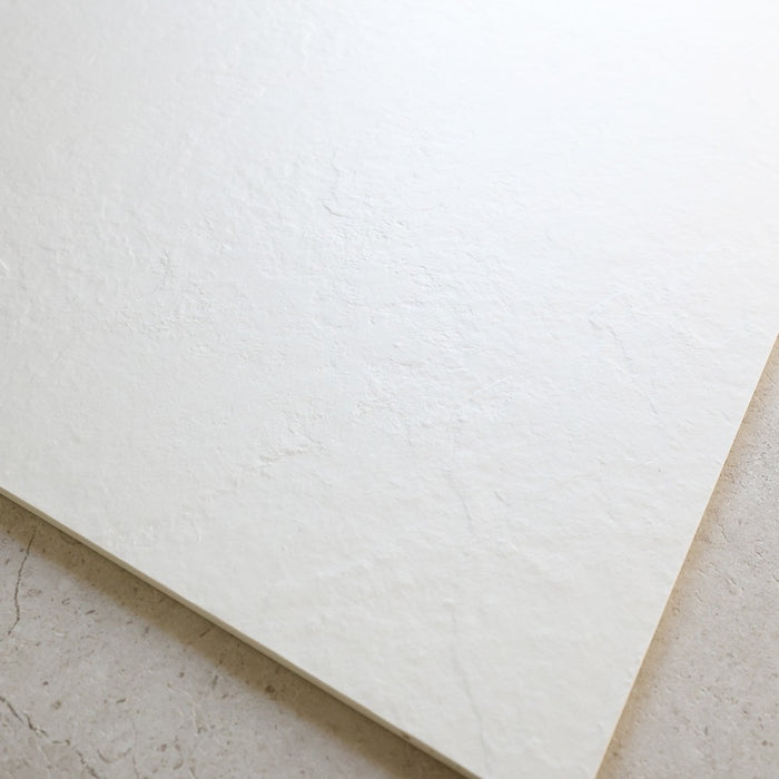 Micro Cement White Textured 600x600 Porcelain Tile – Honed finish