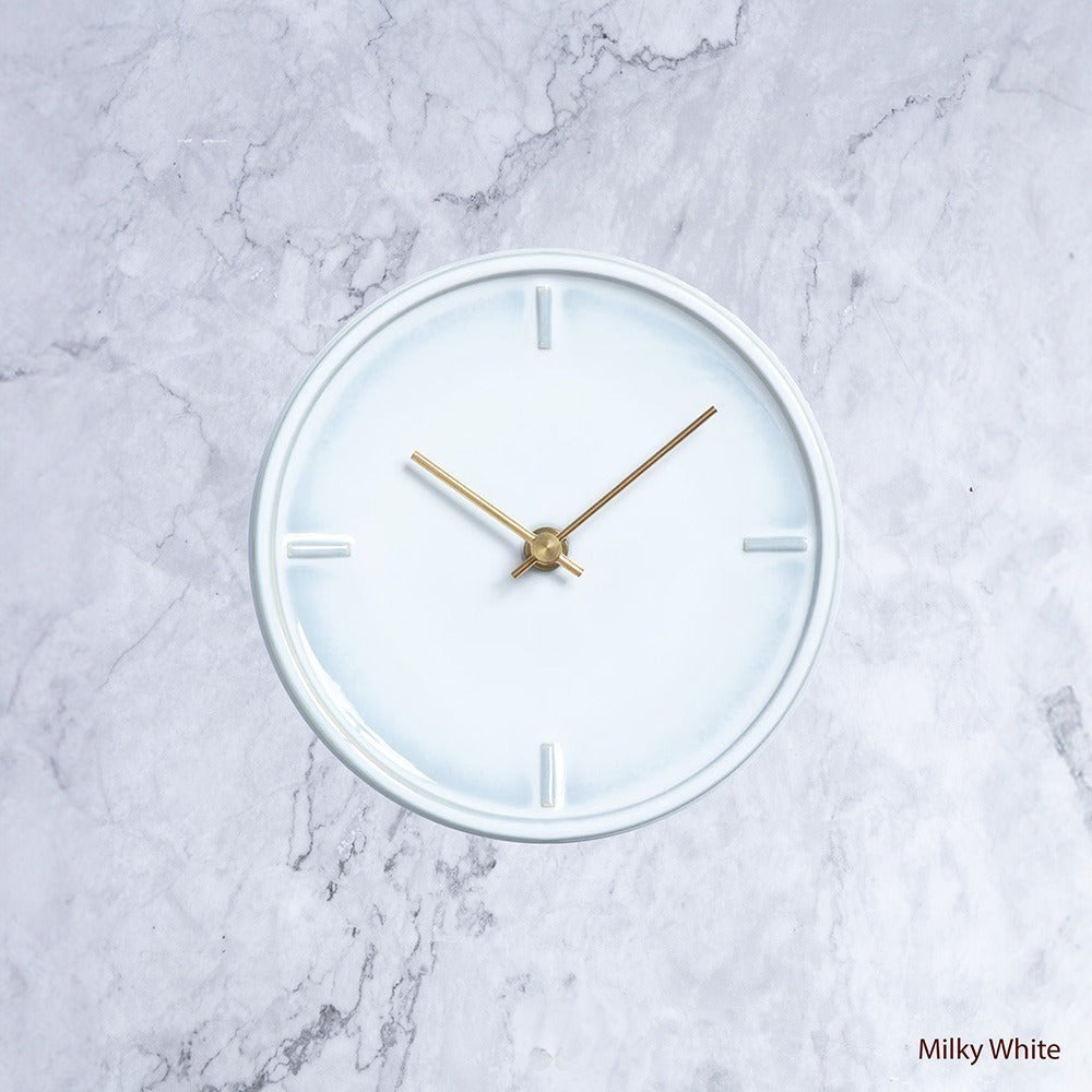 Tohoku Hand Glazed Japanese Large Sized Clock in Milky White