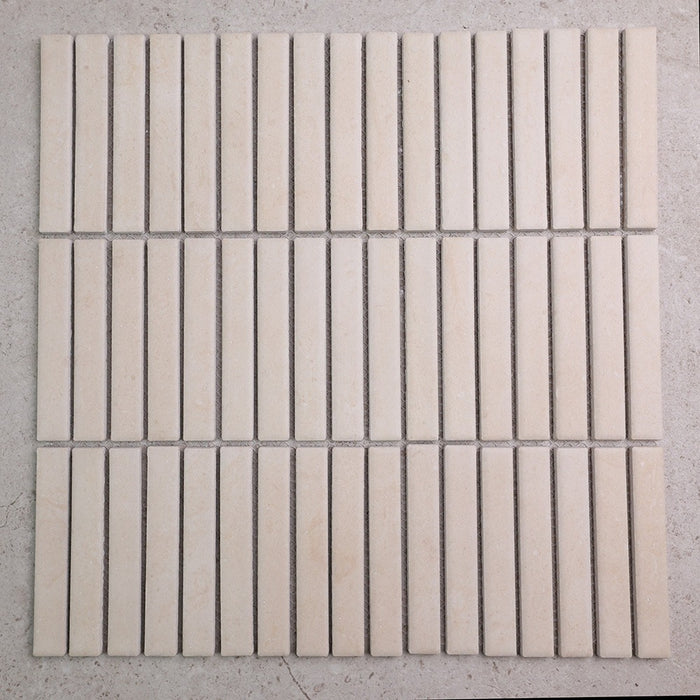 Stack Taj Mahal Look Porcelain Mosaic in Cream, Matt finish