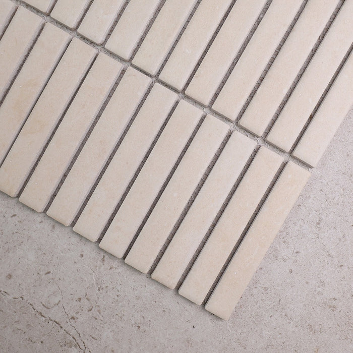 Stack Taj Mahal Look Porcelain Mosaic in Cream, Matt finish