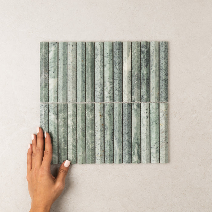 Mint 3D Stack Mosaic – Honed finish