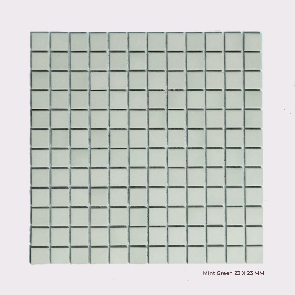 Bridges Series Square Mosaic in Dark Red, Ivory, Army Green, Terracotta, Charcoal, Coral Pink, Duck Egg, Sky Blue, Mocha Brown, Stone Grey & Mint Green ( Sage Green ), Matt finish