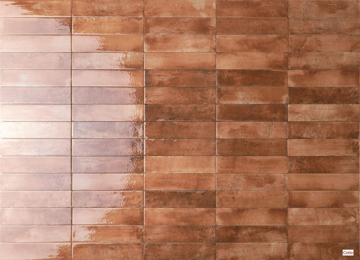 Mojave Subway Series Feature Wall Tile in Cotto, Gloss finish