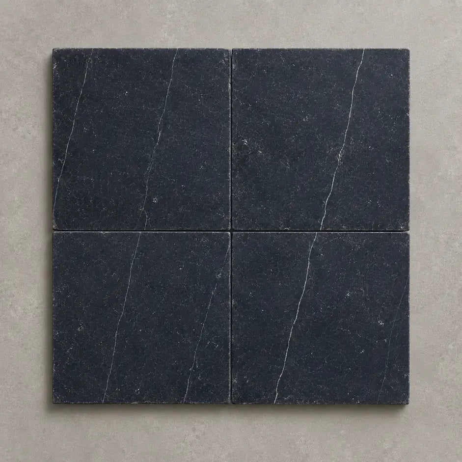 Nero Marquina Marble Tile 150x150 | Tumbled Black Stone Tile
