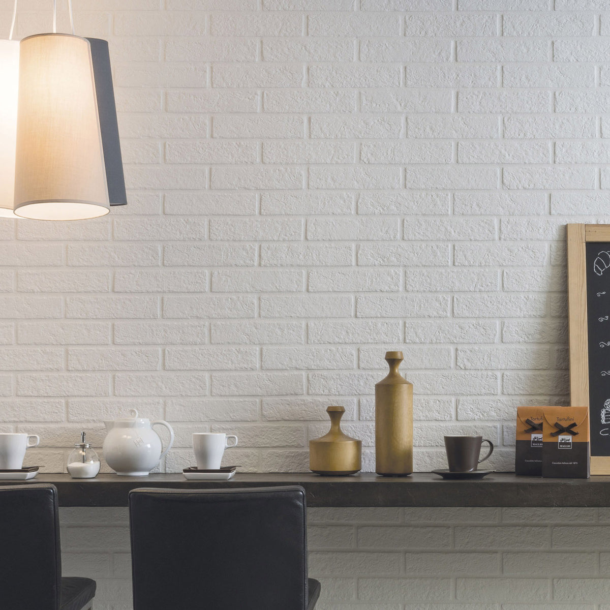 New York Brick Look Tile in Almond, Black, Grey & White, Matt finish
