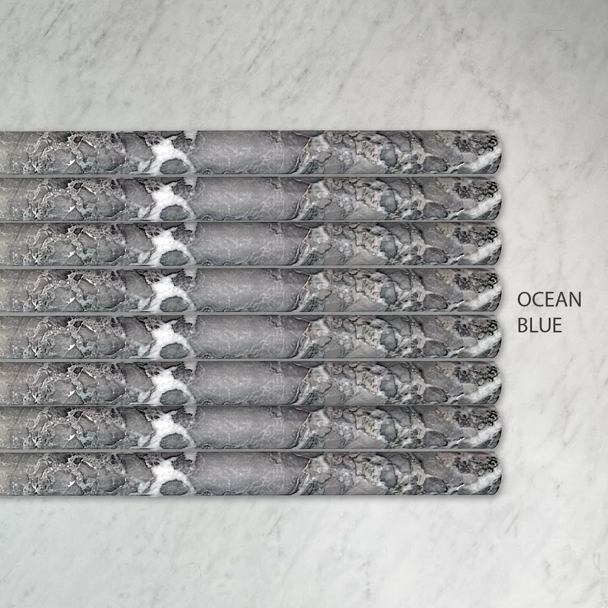 Convex Natural Stone Flutes in Ocean Blue, Honed finish