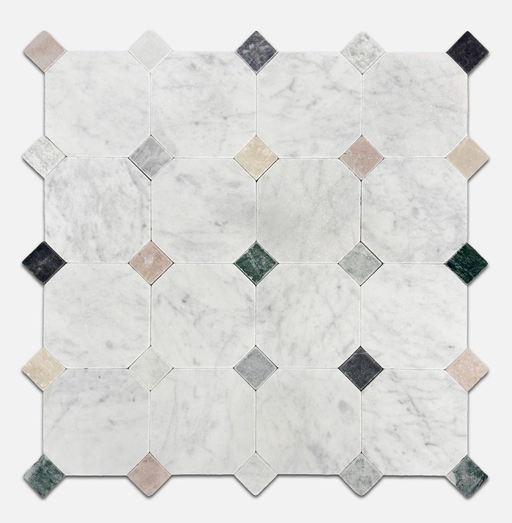 Botticino Octagon Marble Tile | Tumbled Natural Stone
