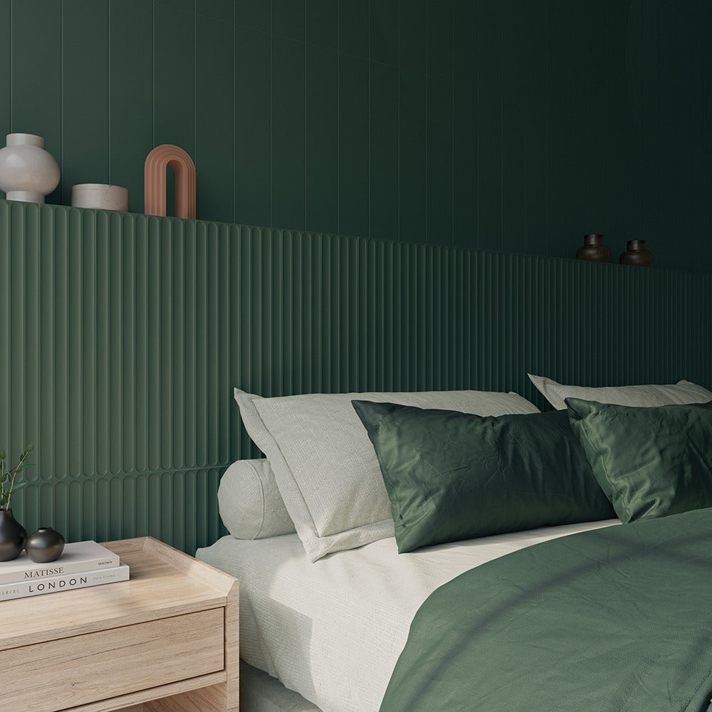 Plinto Spanish Feature Wall Tile 107 x 542 mm in Blue, Green, Greige & White, Matt finish