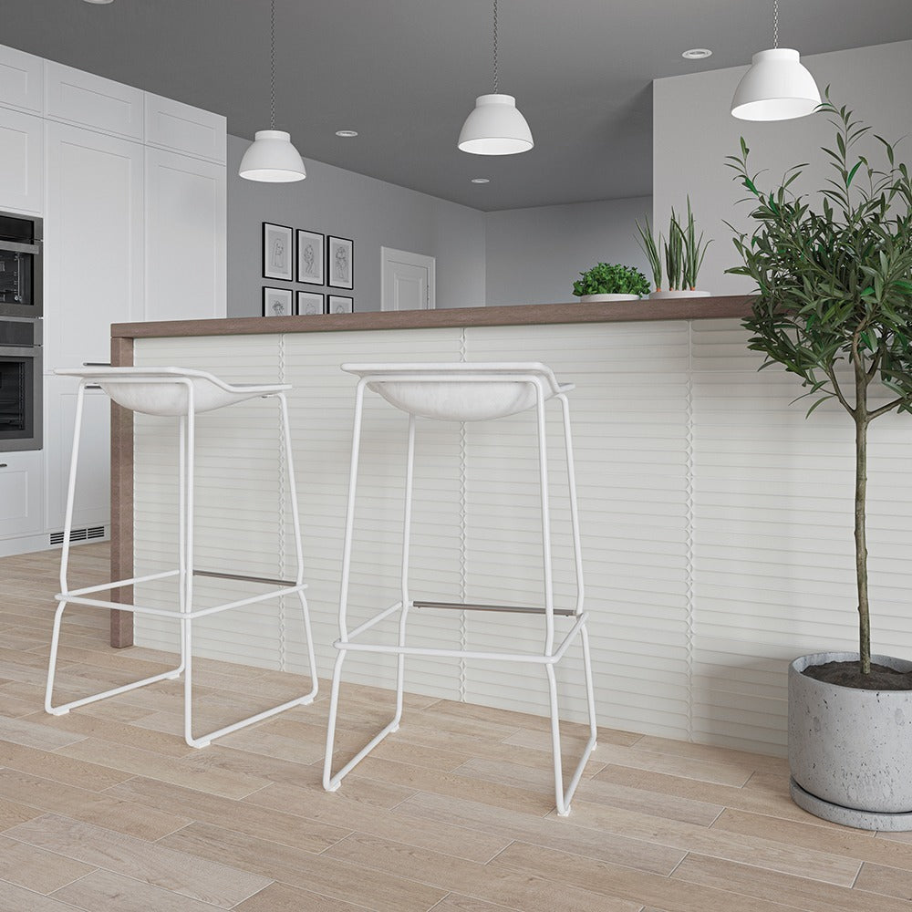 Plinto Spanish Feature Wall Tile 107 x 542 mm in Blue, Green, Greige & White, Matt finish